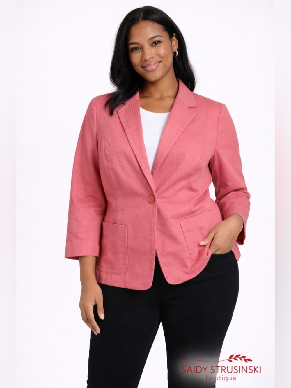 Talbots soft Pink Textured One-Button Blazer Lined academia Barbiecore/ 10